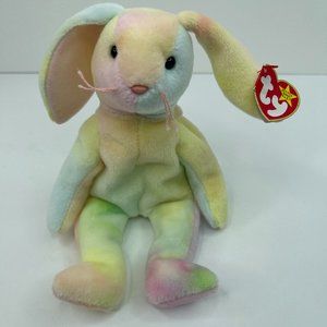 Rare Rainbow 1998 Ty Beanie Baby: Hippie the Tie Dye Bunny Rabbit W/Tag